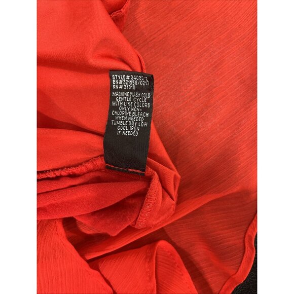 Alyx Top Womens 3X Red Poncho Chiffon Gauze Flutter Sleeve Overlay Assymetrical - Picture 8 of 8